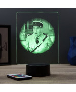 Lampe illusion 3D représentant un portrait de Louis de Funès.
