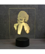 Lampe illusion 3D représentant un portrait de Marilyn Monroe.
