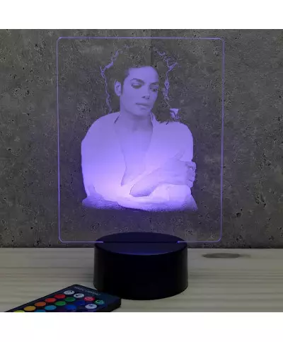 Lampe illusion 3D représentant un portrait de Michael Jackson.