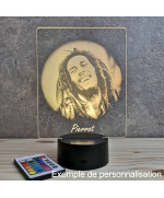 Lampe illusion 3D représentant un portrait de Bob Marley.
