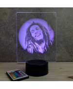 Lampe illusion 3D représentant un portrait de Bob Marley.