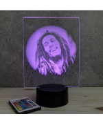Lampe illusion 3D représentant un portrait de Bob Marley.