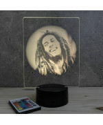 Lampe illusion 3D représentant un portrait de Bob Marley.
