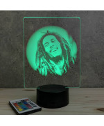 Lampe illusion 3D représentant un portrait de Bob Marley.