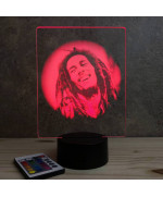 Lampe illusion 3D représentant un portrait de Bob Marley.