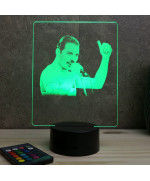 Lampe illusion 3D représentant un portrait de Freddie Mercury.
