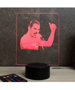 Lampe illusion 3D représentant un portrait de Freddie Mercury.