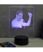 Lampe illusion 3D représentant un portrait de Freddie Mercury.