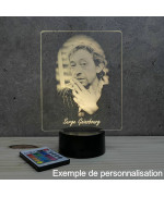 Lampe illusion 3D représentant un portrait de Serge Gainsbourg.
