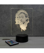 Lampe illusion 3D représentant un portrait de Serge Gainsbourg.