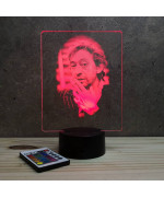 Lampe illusion 3D représentant un portrait de Serge Gainsbourg.
