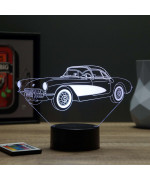 Lampe illusion 3D en verre acrylique gravée au laser représentant une voiture Chevrolet Corvette C1 1957.