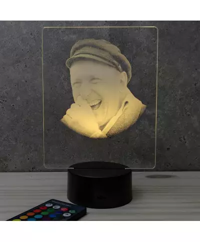Lampe illusion 3D représentant un portrait de Bourvil.