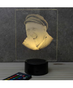 Lampe illusion 3D représentant un portrait de Bourvil.