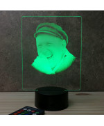 Lampe illusion 3D représentant un portrait de Bourvil.