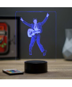 Lampe illusion 3D représentant un portrait de Elvis Presley et sa guitare.