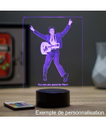 Lampe illusion 3D représentant un portrait de Elvis Presley et sa guitare.