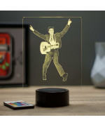 Lampe illusion 3D représentant un portrait de Elvis Presley et sa guitare.