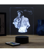 Lampe illusion 3D représentant un portrait de Elvis Presley et sa tenue Hawaii.