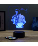 Lampe illusion 3D représentant un portrait de Elvis Presley et sa tenue Hawaii.