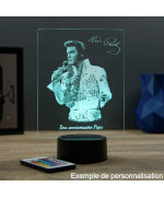 Lampe illusion 3D représentant un portrait de Elvis Presley et sa tenue Hawaii.