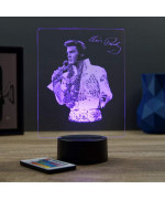 Lampe illusion 3D représentant un portrait de Elvis Presley et sa tenue Hawaii.