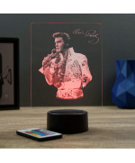 Lampe illusion 3D représentant un portrait de Elvis Presley et sa tenue Hawaii.