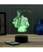 Lampe illusion 3D représentant un portrait de Elvis Presley et sa tenue Hawaii.