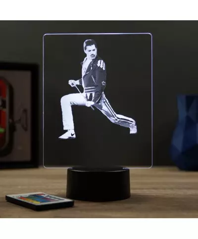 Lampe illusion 3D représentant un portrait de Freddie Mercury.