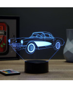 Lampe illusion 3D en verre acrylique gravée au laser représentant une voiture Chevrolet Corvette C1 1957.
