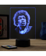 Lampe illusion 3D représentant un portrait de Jimi Hendrix.