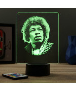 Lampe illusion 3D représentant un portrait de Jimi Hendrix.