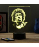 Lampe illusion 3D représentant un portrait de Jimi Hendrix.