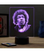 Lampe illusion 3D représentant un portrait de Jimi Hendrix.
