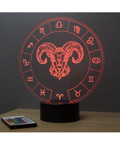 Lampe illusion 3D représentant le signe du zodiaque bélier.