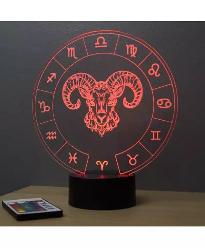 Lampe illusion 3D représentant le signe du zodiaque bélier.
