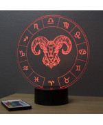 Lampe illusion 3D représentant le signe du zodiaque bélier.