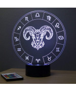 Lampe illusion 3D représentant le signe du zodiaque bélier.
