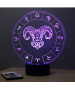 Lampe illusion 3D représentant le signe du zodiaque bélier.