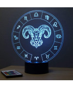 Lampe illusion 3D représentant le signe du zodiaque bélier.