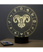 Lampe illusion 3D représentant le signe du zodiaque bélier.