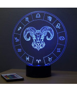 Lampe illusion 3D représentant le signe du zodiaque bélier.