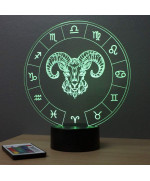Lampe illusion 3D représentant le signe du zodiaque bélier.
