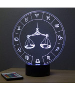 Lampe illusion 3D représentant le signe du zodiaque balance.