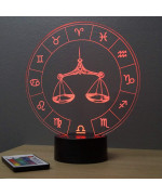Lampe illusion 3D représentant le signe du zodiaque balance.