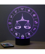 Lampe illusion 3D représentant le signe du zodiaque balance.