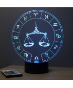 Lampe illusion 3D représentant le signe du zodiaque balance.