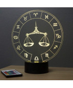 Lampe illusion 3D représentant le signe du zodiaque balance.