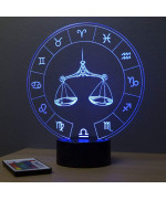 Lampe illusion 3D représentant le signe du zodiaque balance.