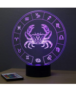 Lampe illusion 3D représentant le signe du zodiaque Cancer.